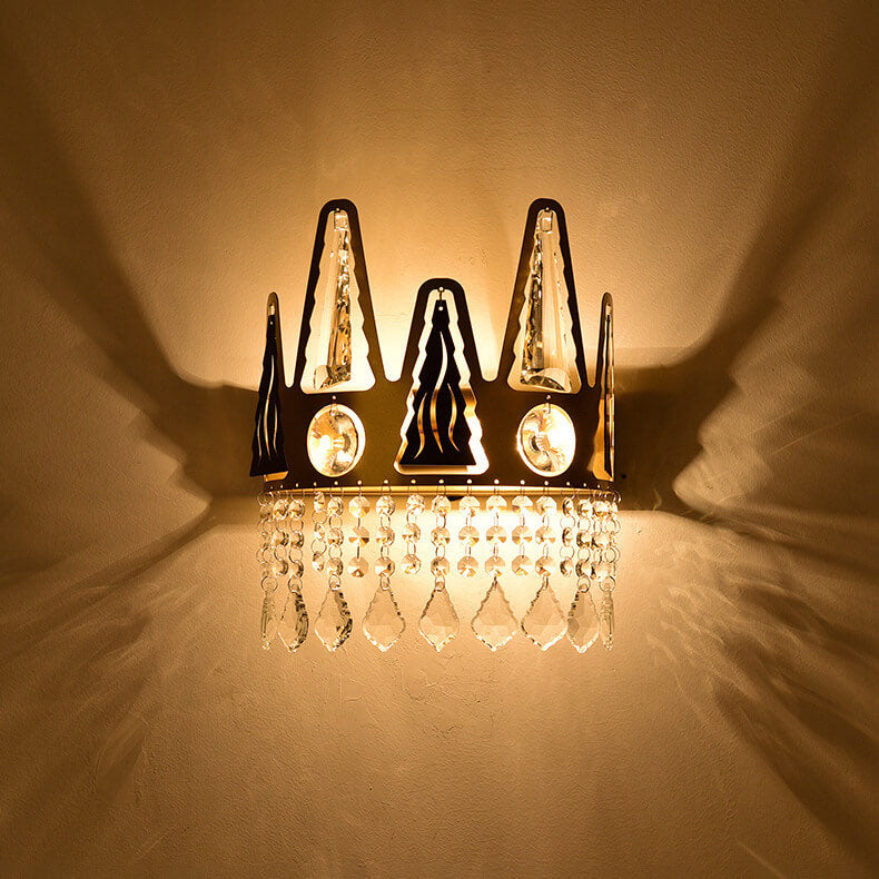 Light Shape Crystal Wrought Iron 1-Light Wall Sconce Lamp