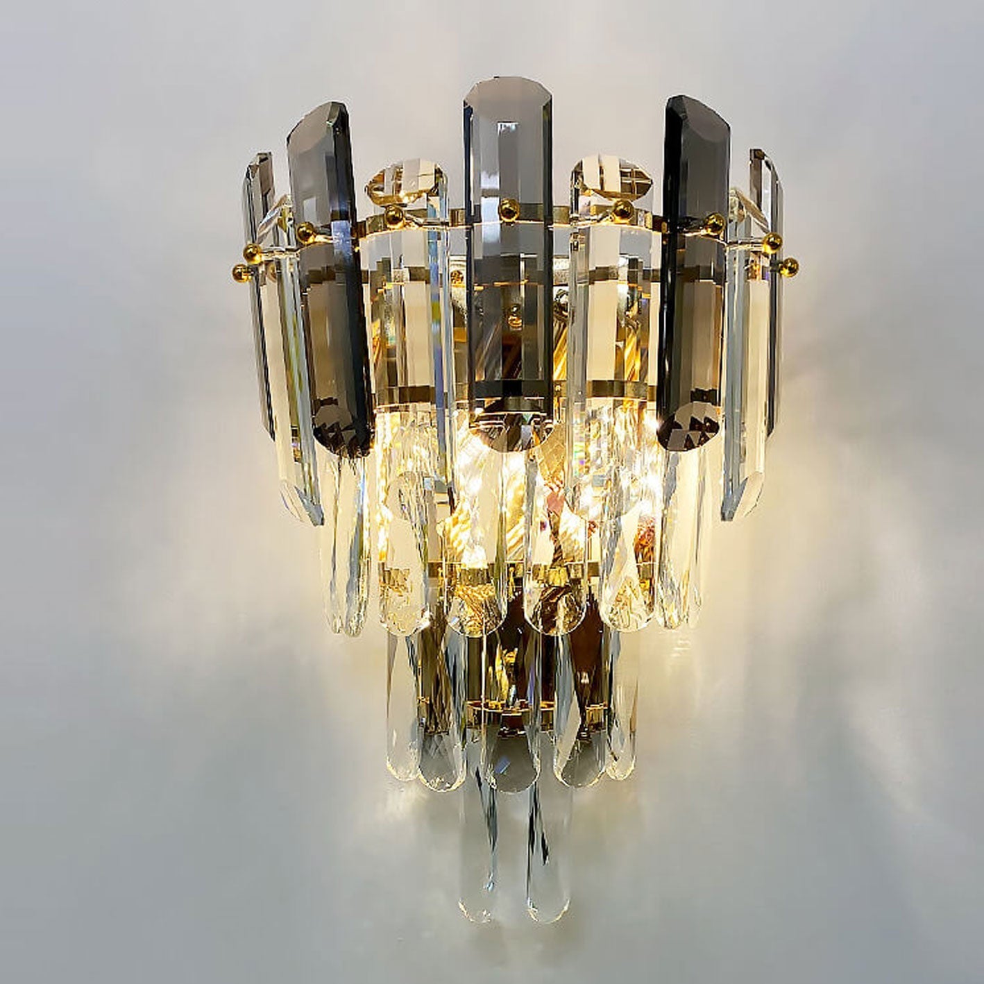 Luxury Crystal Multi-Layer Column 1-Light Wall Sconce Lamp