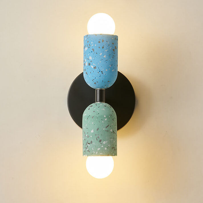 Japanese Stone Shaped Iron Cement 2-Light Wall Sconce Lamp