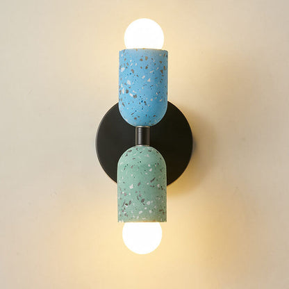 Japanese Stone Shaped Iron Cement 2-Light Wall Sconce Lamp