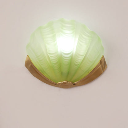 Modern Art Deco Shell Brass Glass 1-Light Wall Sconce Lamp