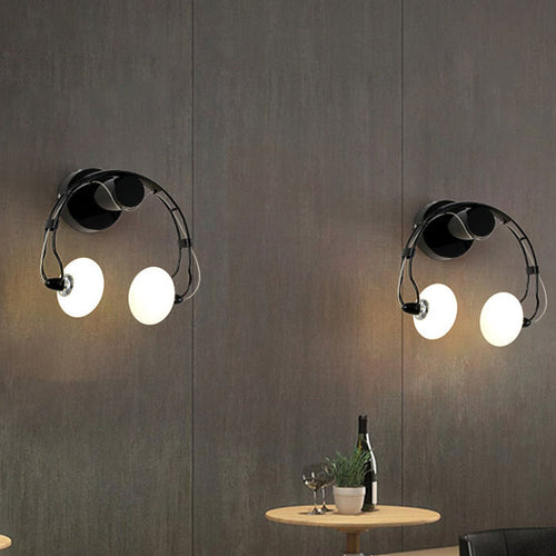 Glass Creative Headphone Design 2-Light Wall Sconce Lamp