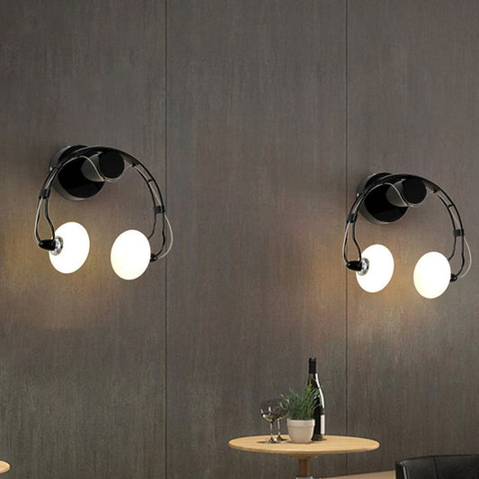 Glass Creative Headphone Design 2-Light Wall Sconce Lamp