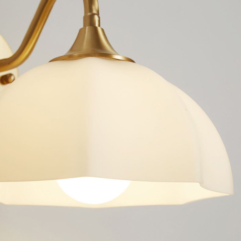 Cream Flower Pod All Copper Glass 1-Light Wall Sconce Lamp