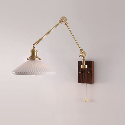 Japanese Ceramic Glass Round Shade 1-Light Wall Sconce Lamp