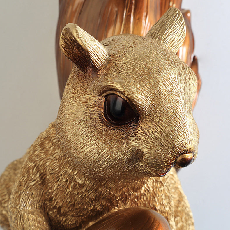 Kids Squirrel Ball Crystal Resin 1-Light Wall Sconce Lamp
