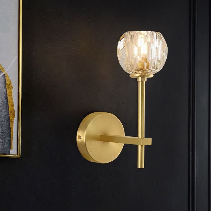 Modern Luxury Bowl Steel Crystal 1/2-Light Wall Sconce Lamp