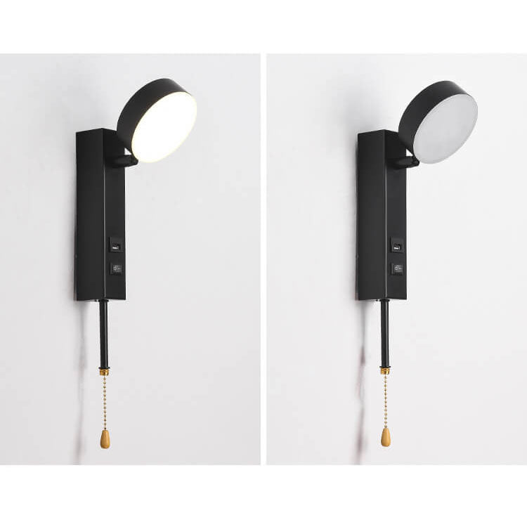 Minimalist Round Rectangular Base USB LED Wall Sconce Lamp