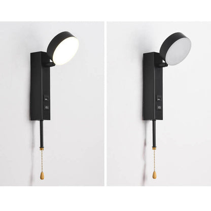Minimalist Round Rectangular Base USB LED Wall Sconce Lamp