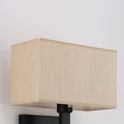 Solid Rectangular Iron Fabric 2-Light Wall Sconce Lamp