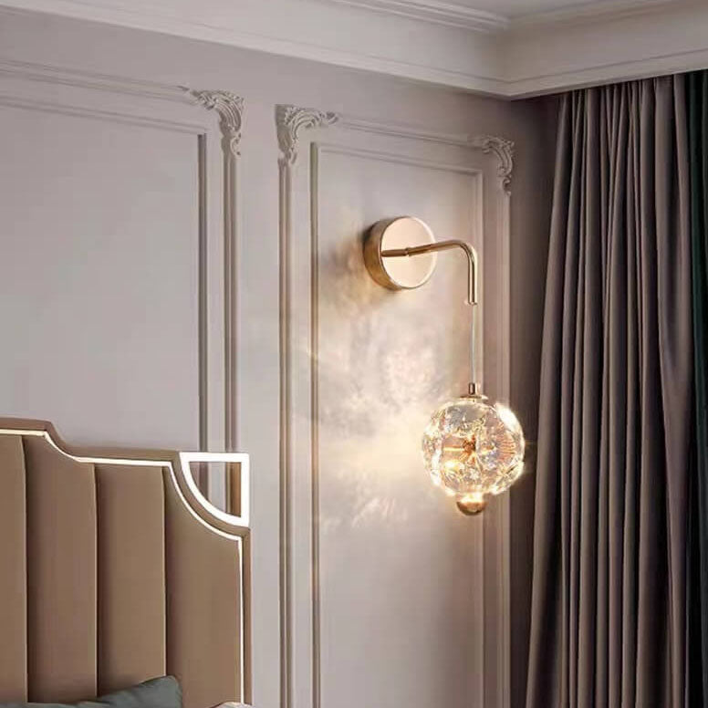 Modern Luxury Orb Hardware Crystal LED Wall Sconce Lamp