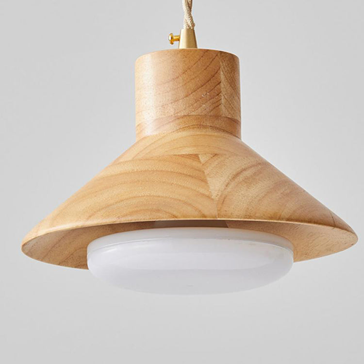 Japanese Round Wood Copper Glass 1-Light Wall Sconce Lamp