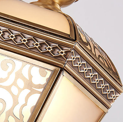 Brass Glass Hexagonal Lantern 1-Light Wall Sconce Lamp