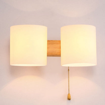 Warm Rubber Wood Glass 1/2 Light Wall Sconce Lamp