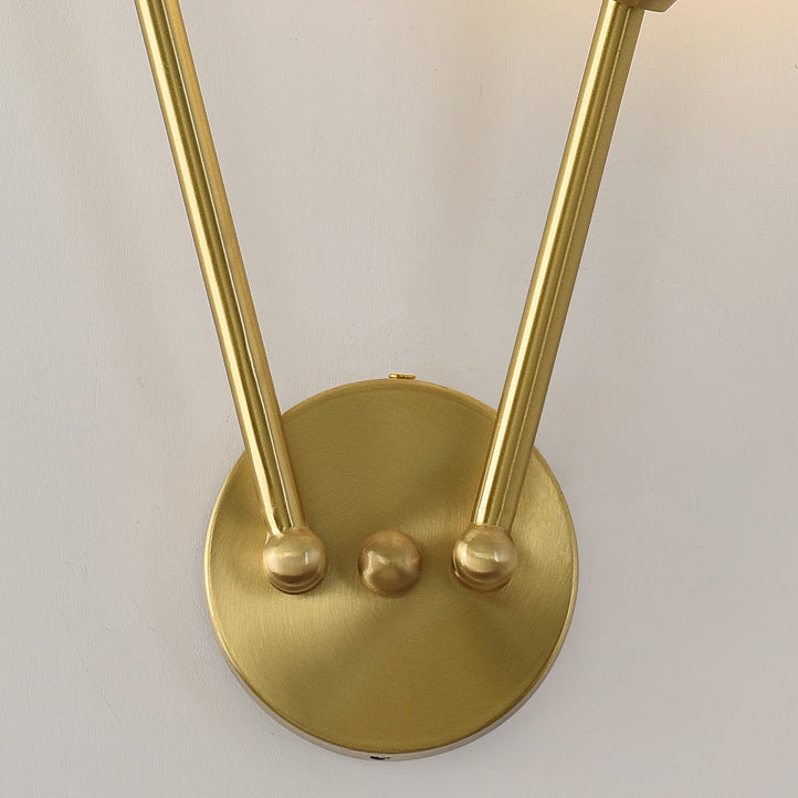 Nordic Copper Glass Ball V-Shaped 2-Light Wall Sconce Lamp