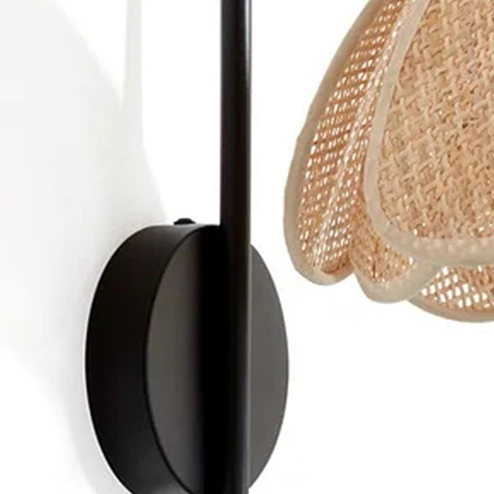 Boho Rattan Weaving Petal Shade 1-Light Wall Sconce Lamp