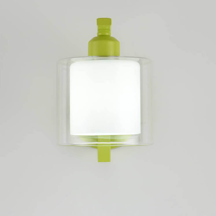 Deco Cylinder Cup Glass Metal 1-Light Wall Sconce Lamp