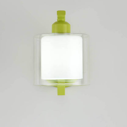 Deco Cylinder Cup Glass Metal 1-Light Wall Sconce Lamp