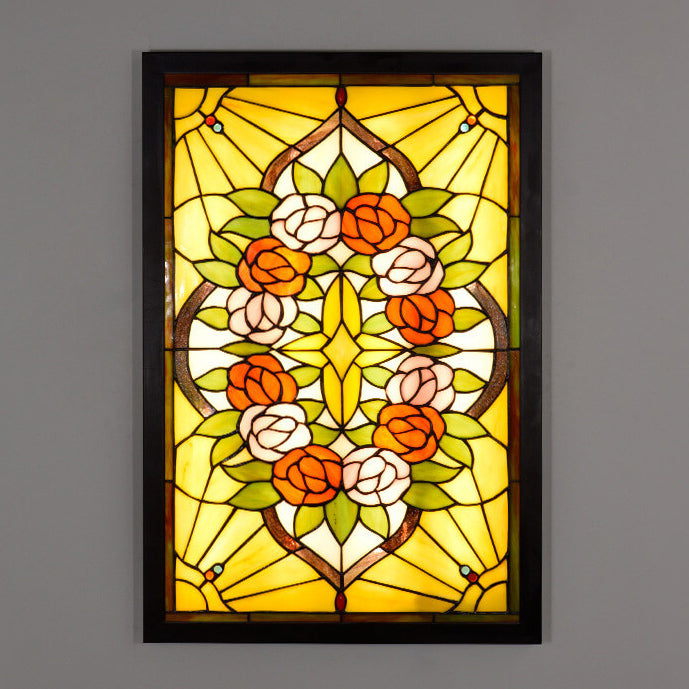 Tiffany Rose Pattern Mural Design LED Wall Sconce Lamp