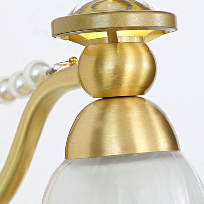 French Floral Brass Glass 1-Light Wall Sconce Lamp
