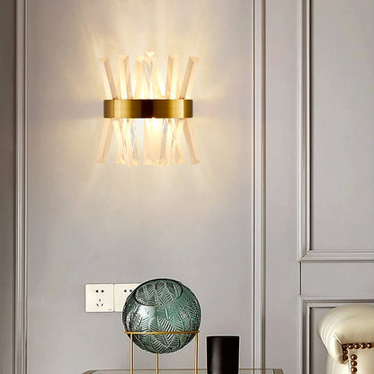 Light Luxury Crystal Strip Design 2-Light Wall Sconce Lamp