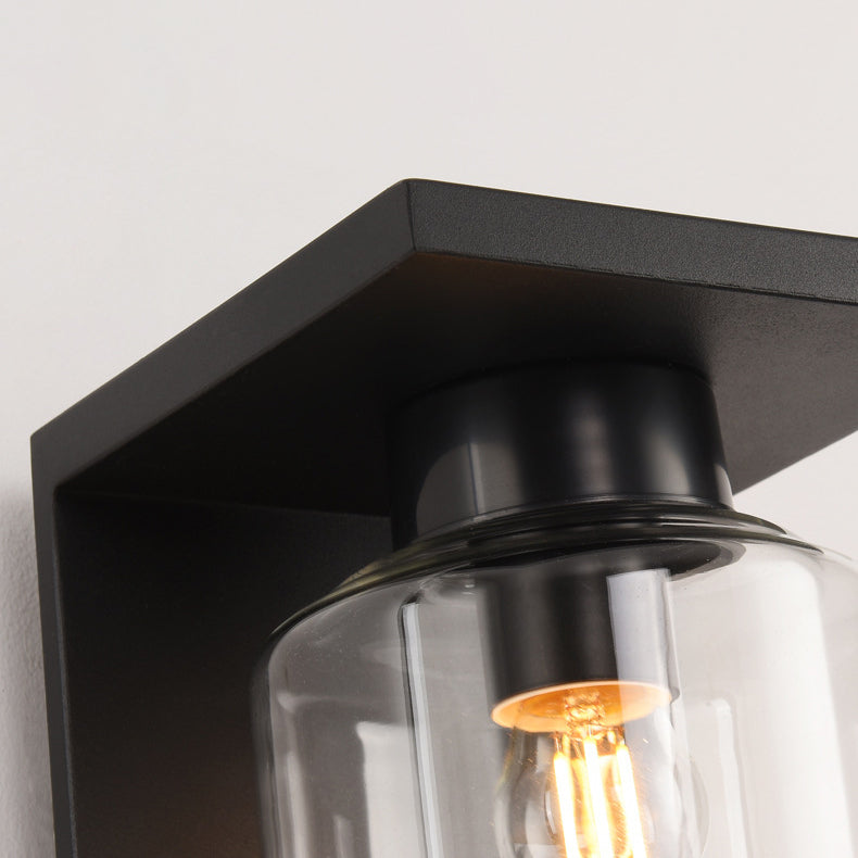Waterproof Steel Cylinder Glass 1-Light Wall Sconce Lamp
