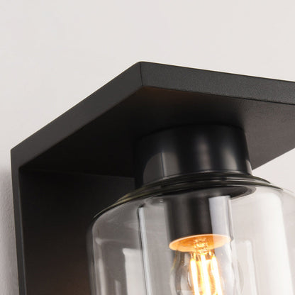 Waterproof Steel Cylinder Glass 1-Light Wall Sconce Lamp