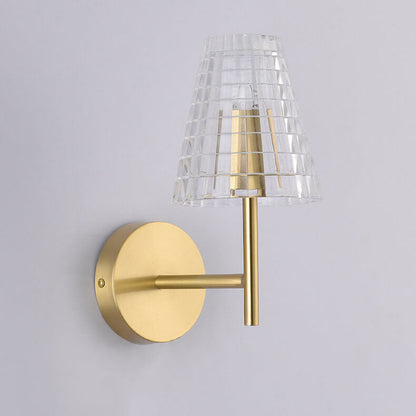 Luxury Round Textured Glass Copper 1-Light Wall Sconce Lamp