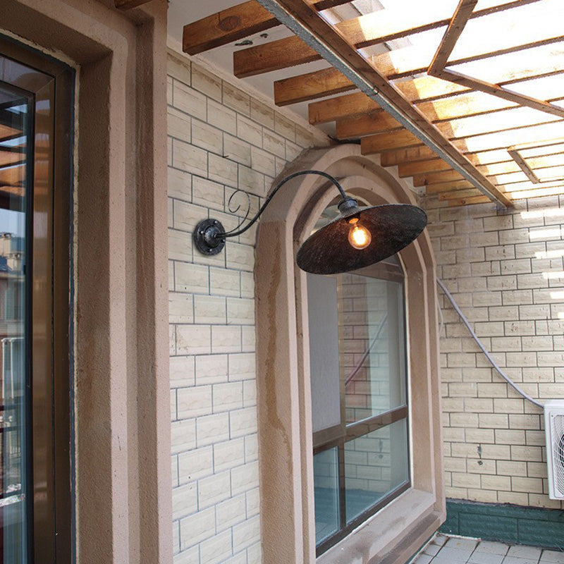 Retro Waterproof Iron Round 1-Light Wall Sconce Lamp
