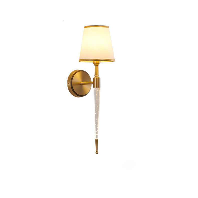 French Trapezoid Copper Fabric 1-Light Wall Sconce Lamp