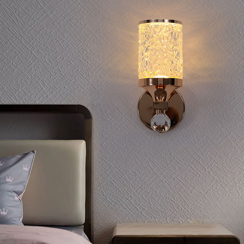Cylindrical Hardware Acrylic 1-Light Wall Sconce Lamp