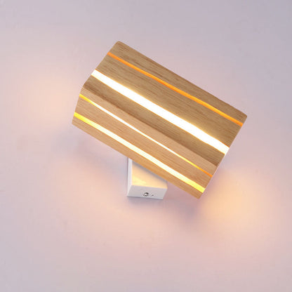 Geometric Cuboid Cracked Wood Grain LED Wall Sconce Lamp