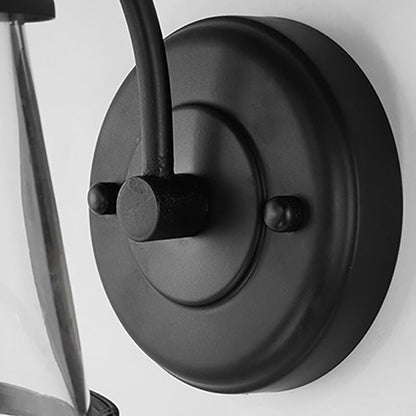 Iron Glass Round Shade 1-Light Waterproof Wall Sconce Lamp