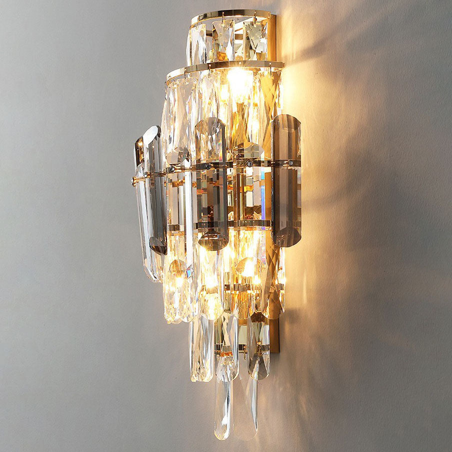 Tiered Prismatic Dazzling Crystal 4-Light Wall Sconce Lamp