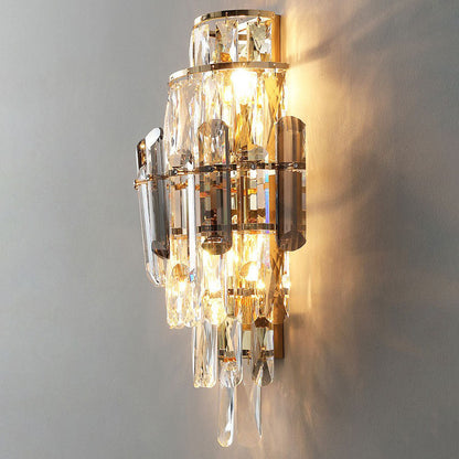 Tiered Prismatic Dazzling Crystal 4-Light Wall Sconce Lamp