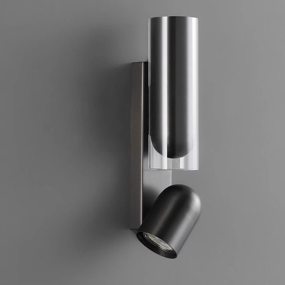 Rotatable Cylinder Metal Glass 2-Light Wall Sconce Lamp