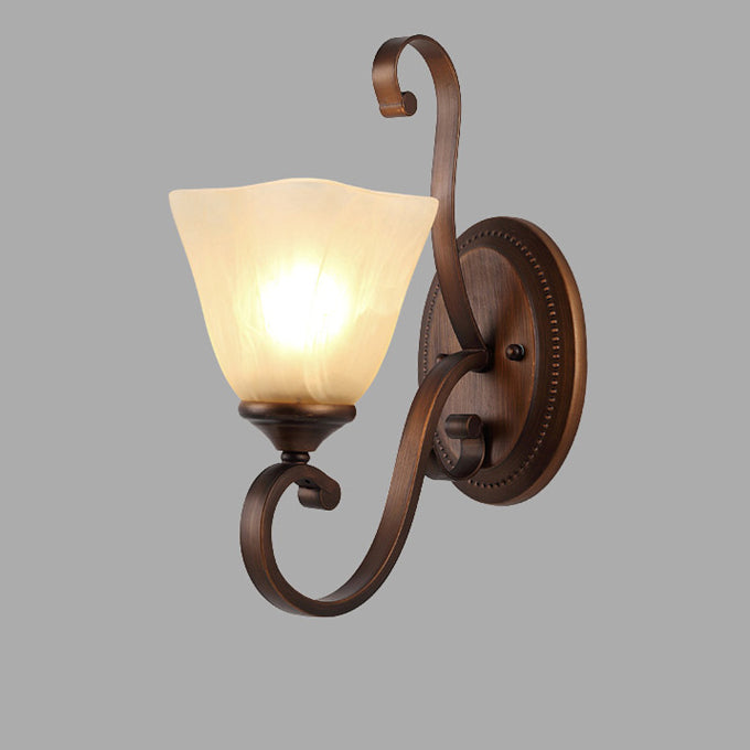 Iron Glass Tetrahedron Oval Base 1/2 Light Wall Sconce Lamp