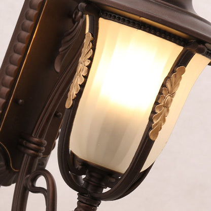 Coffee Aluminum Glass 1-Light Waterproof Wall Sconce Lamp