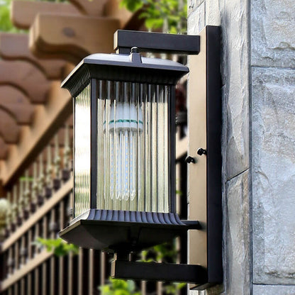 Square Glass 1-Light Outdoor Waterproof Wall Sconce Lamp