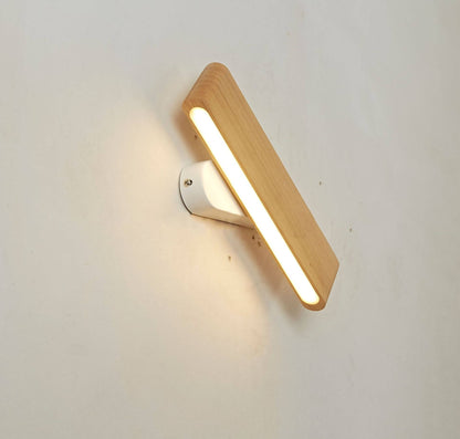 Rotatable Long Bar Wood Acrylic LED Wall Sconce Lamp