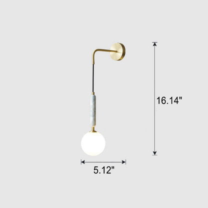 Ball Shade Marble Arm Hanging 1-Light Wall Sconce Lamp