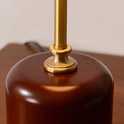 Contemporary Brass Wood Table Lamp