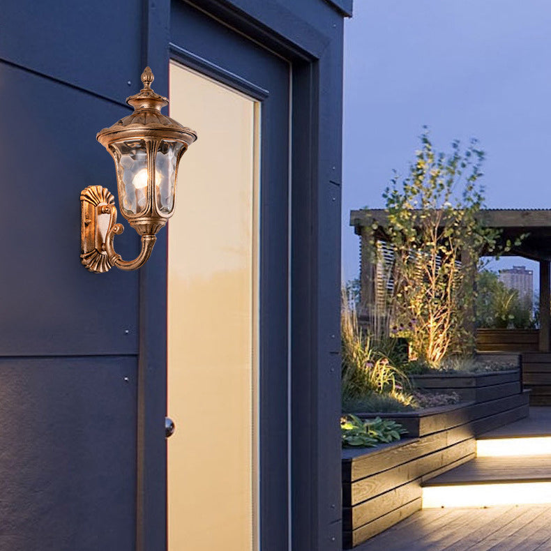 Waterproof Aluminum Glass 1-Light Outdoor Wall Sconce Lamp