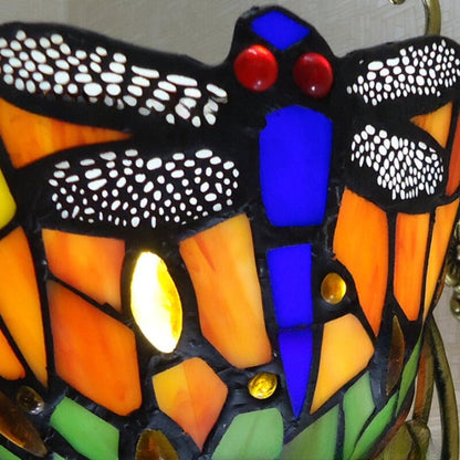 Tiffany Stained Glass Dragonfly 1-Light Wall Sconce Lamp