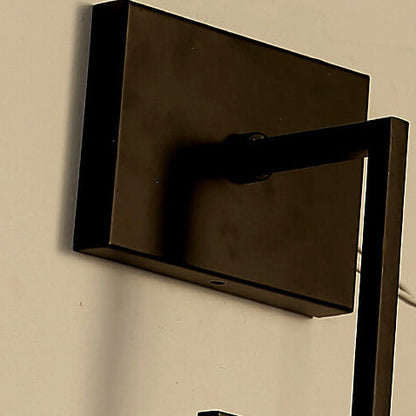 Chinese Square Fabric Iron Frame 1-Light Wall Sconce Lamp