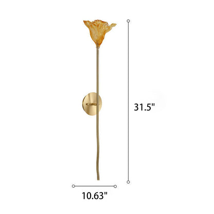 Chinese Lotus Glass Lamp Design 1-Light Wall Sconce Lamp