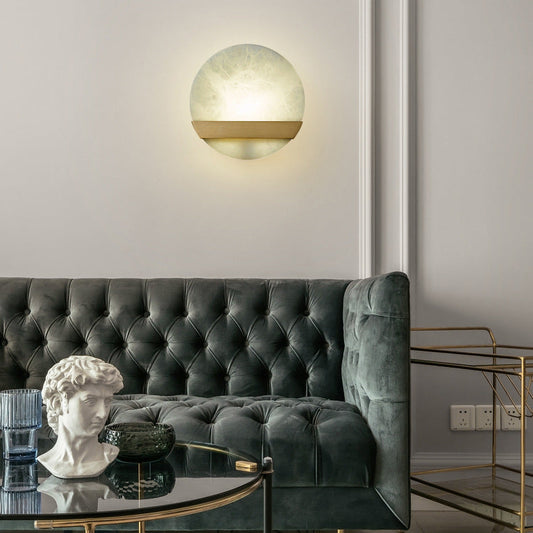 Luxury Copper Marble Round V Letter LED Wall Sconce Lamp