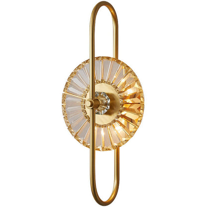 Brass Crystal Geometric Ring 2/3 Light Wall Sconce Lamp