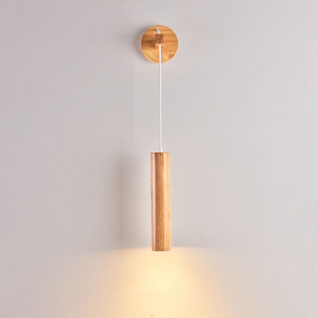 Minimalist Long Strip Rubber Wood LED Wall Sconce Lamp