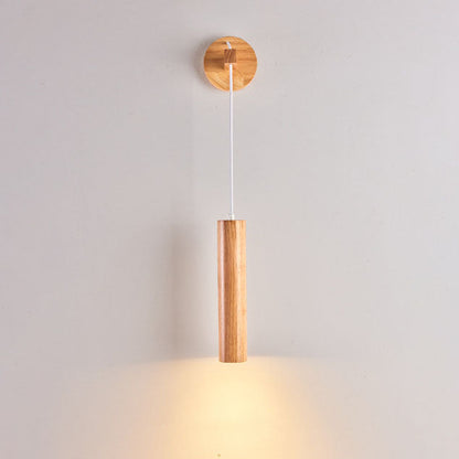 Minimalist Long Strip Rubber Wood LED Wall Sconce Lamp
